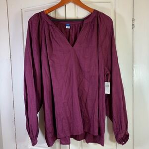 Boho Cottagecore Tunic Top XXL NWT‎ Old Navy Dark Mauve Flowy Romantic Textured